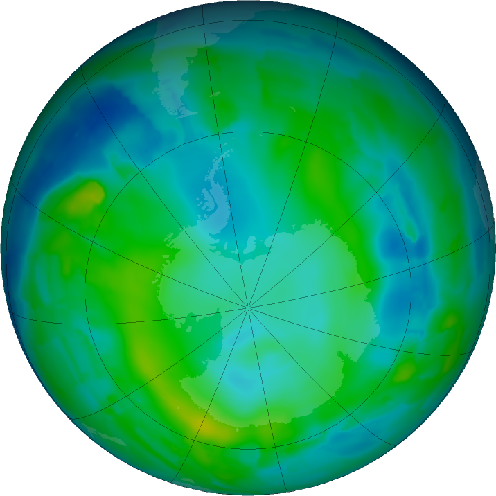 Antarctic ozone map for 22 May 2011